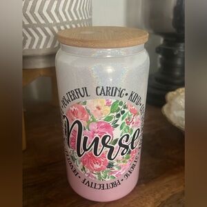 Nurse glass beer jar with bamboo lid